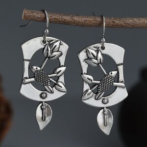 Silver boho bird earrings #987